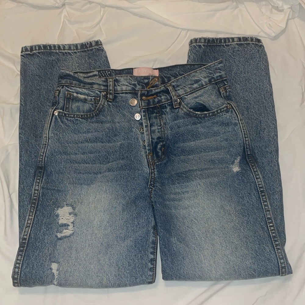 Asymmetric button jeans size 26